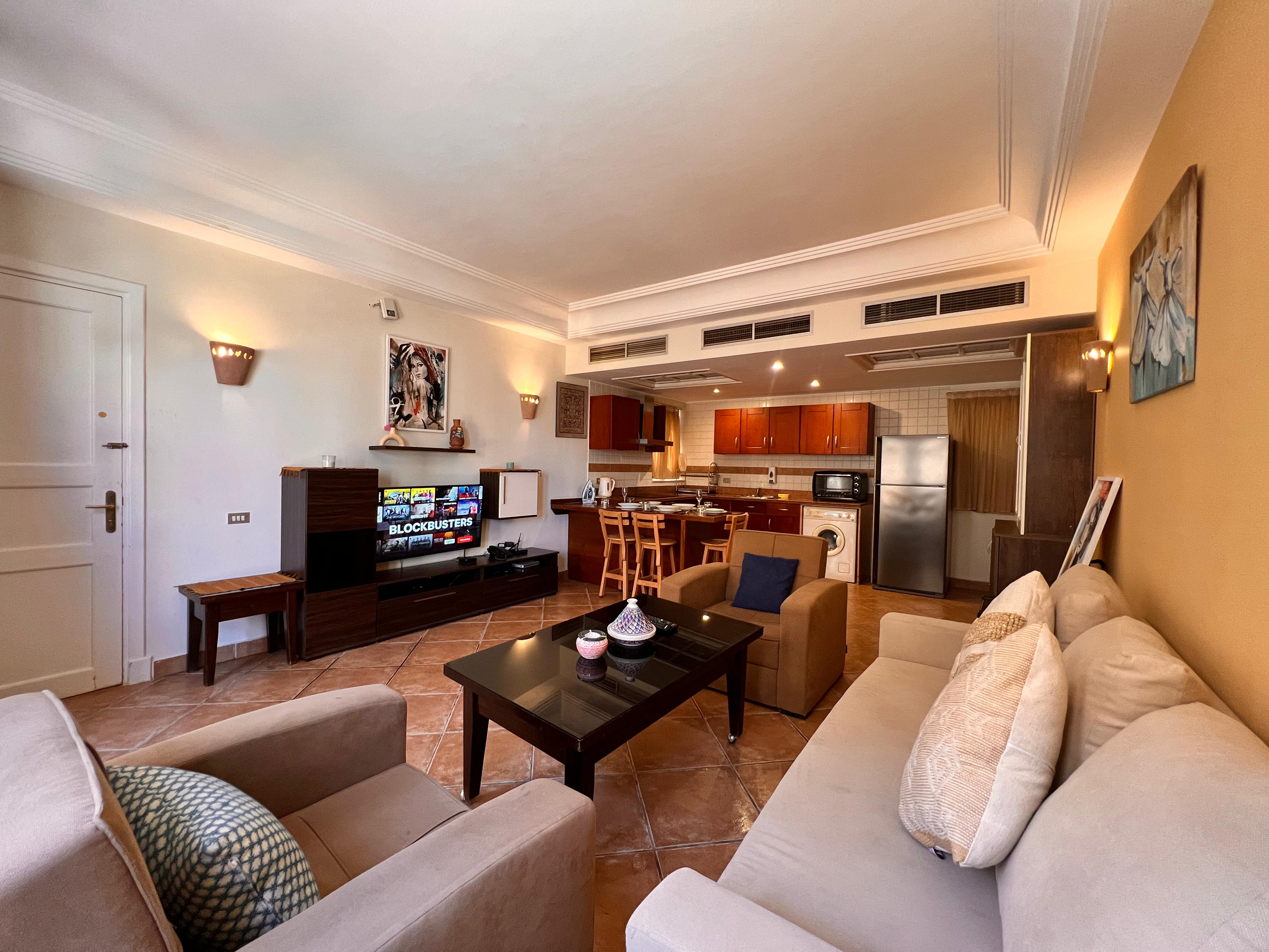 Abu Tig 1Bdr with Private Roof — Living Room in Abu Tig Marina, Elgouna, Red Sea, Egypt