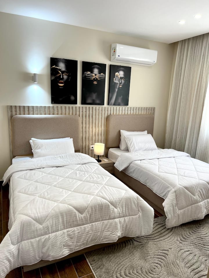 Elegant Servcd 2-Bed W/ Large Terrace — Bedroom 2 in Lakeview Residence, New Cairo, Egypt, Egypt — photo 2