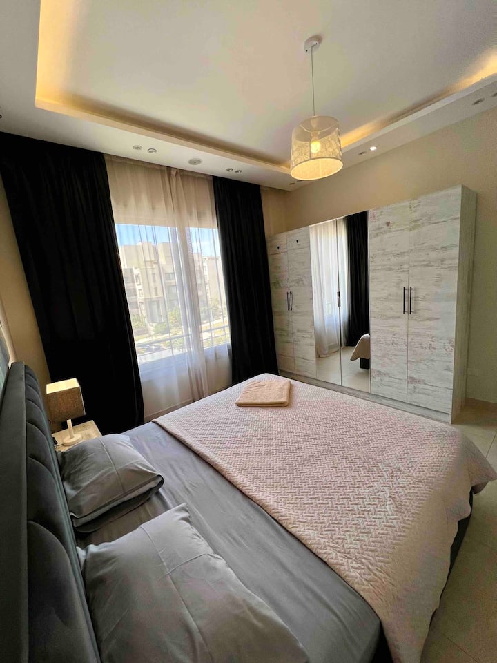 Palm Hills 2-Bed Serviced Aprtment — Bedroom 1 in Palm Hills 'The Village Gate, New Cairo, Egypt, Egypt