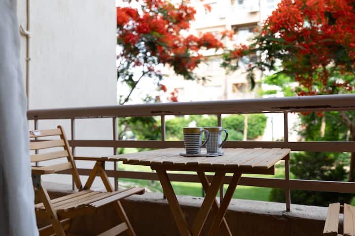 Heaven with wide view garden — Balcony in Madinaty, Egypt, Egypt