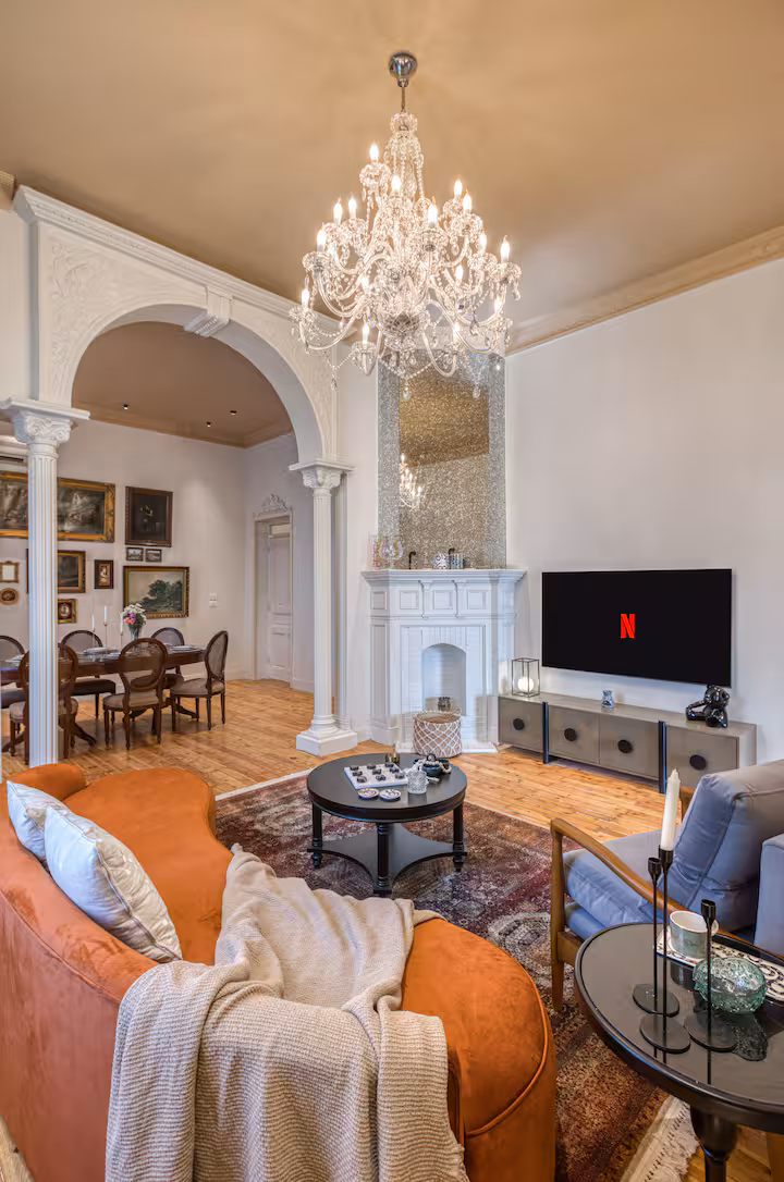 Downtown Glass & Glory | Heritage Stay — Living Room in Downtown Cairo, Egypt — photo 2