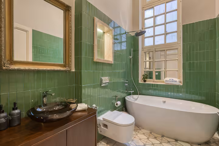 Downtown Glass & Glory | Heritage Stay — Full bathroom 1 in Downtown Cairo, Egypt — photo 3