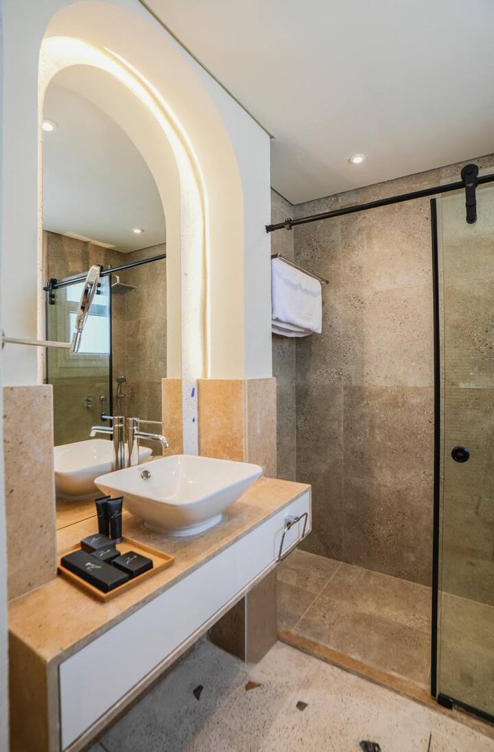 Makai North Coast By Brassbell | Cabin Sea View — Full bathroom 1 in Makai North Coast, Egypt