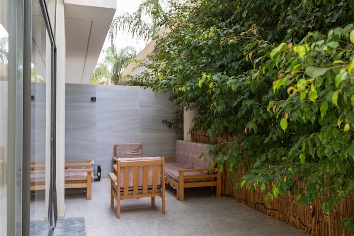 Cozy 2BR Apartment with Private Outdoor | Lakeview — Backyard in New Cairo, Egypt