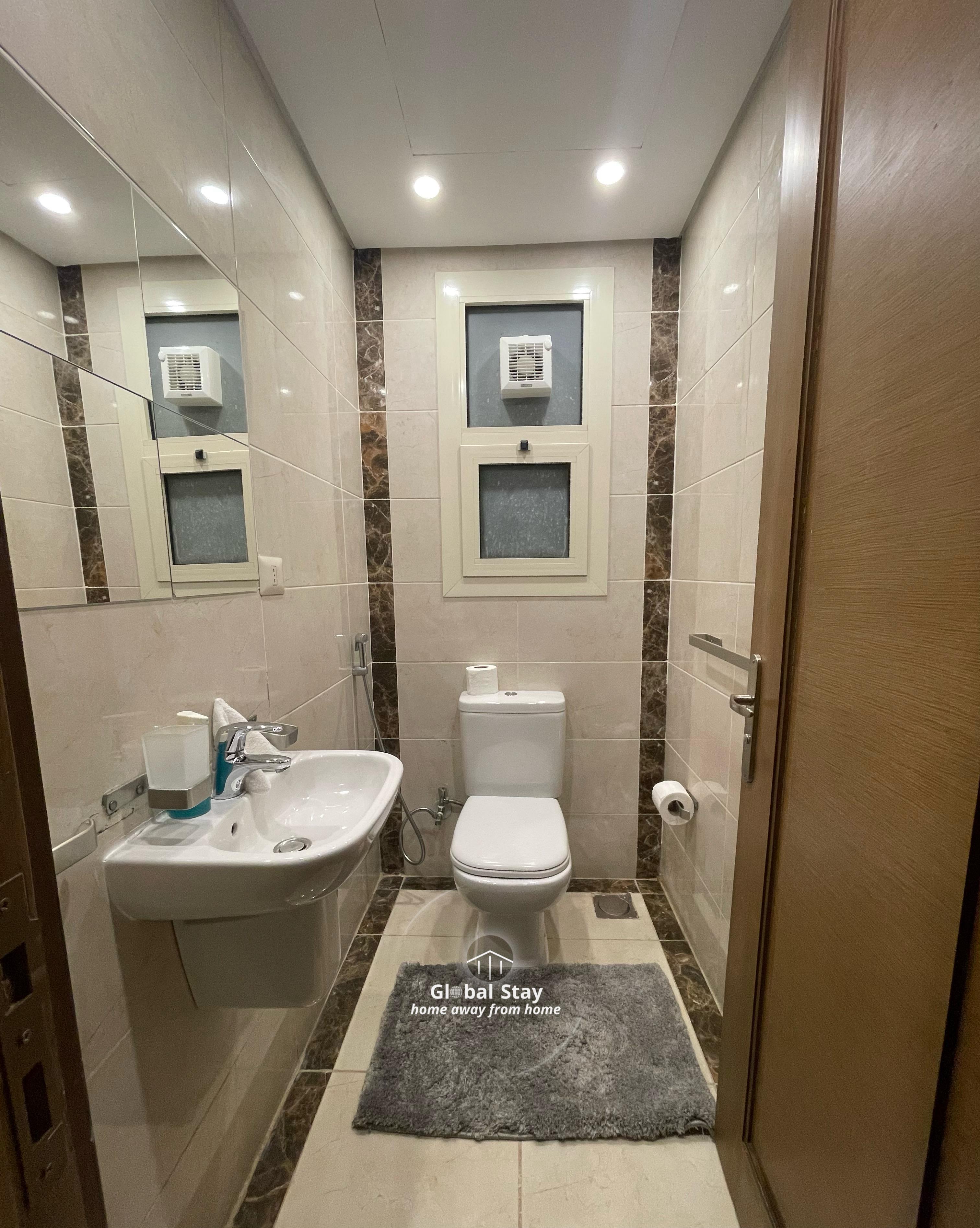 Stylish 3-Bedroom Apartment | New Cairo — Full bathroom 1 in New Cairo' Cairo, Egypt