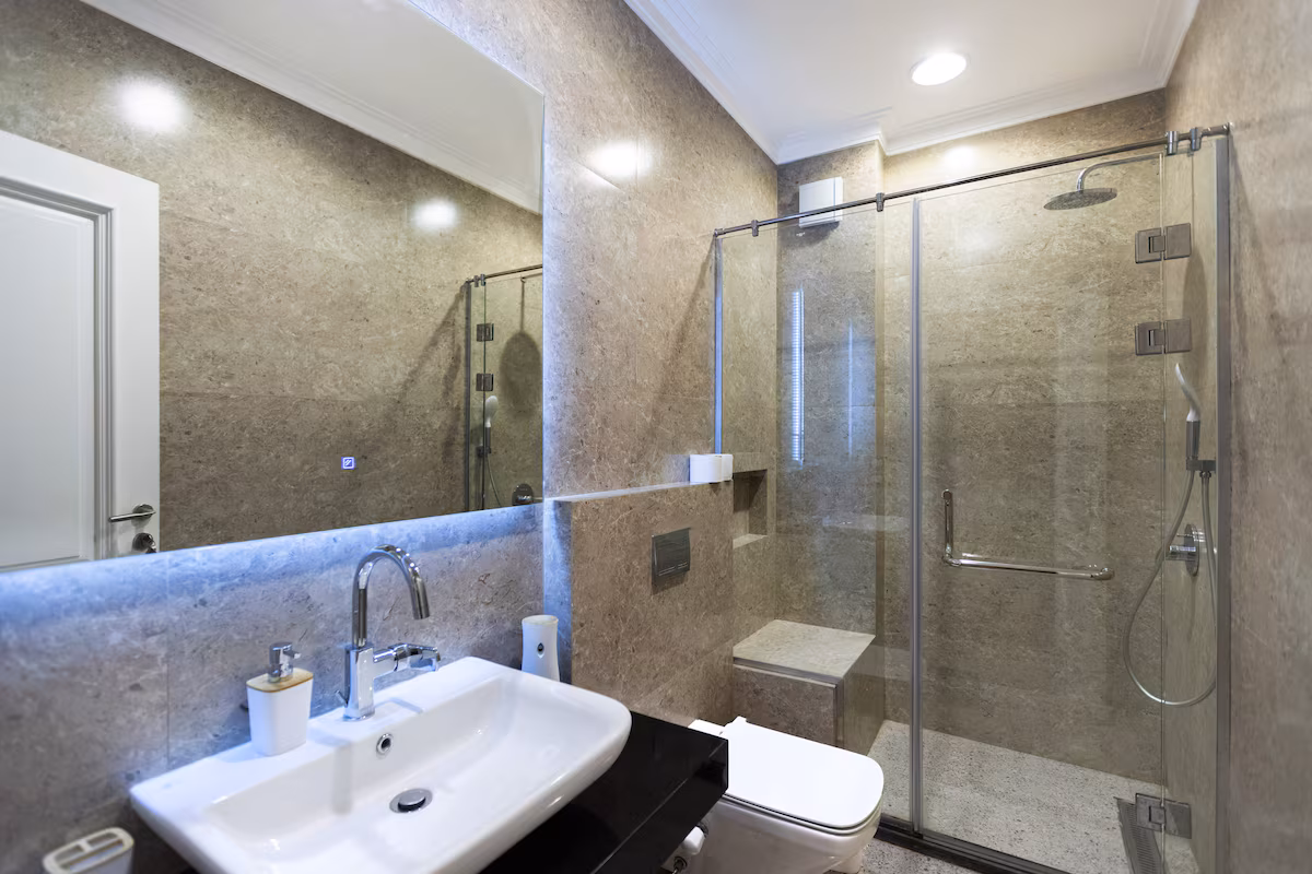 Elegant 3BR+Nanny Room | Pool View | Silver palm — Full bathroom 1 in New Cairo 1, Egypt