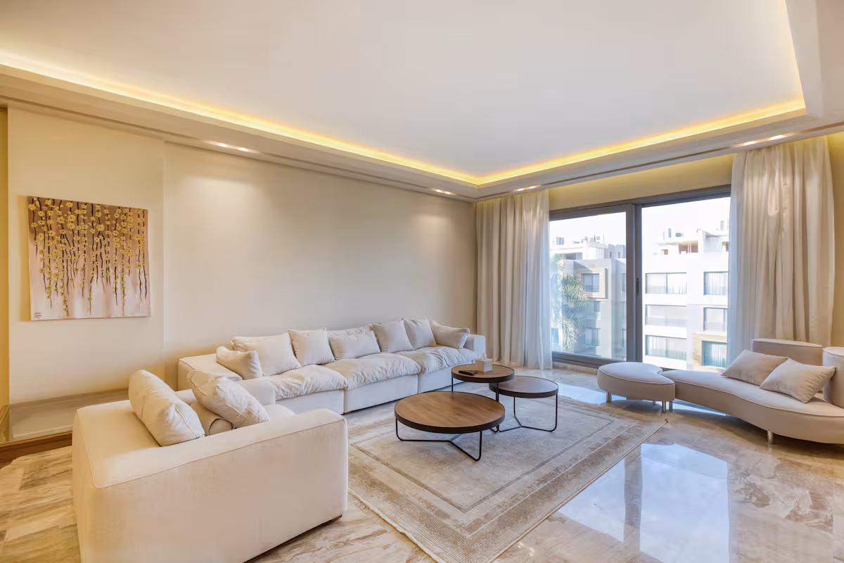 Silver Palm New cairo Luxury 3BR | Pool view — Living Room in New Cairo, Cairo Governorate, Egypt, Egypt — photo 3