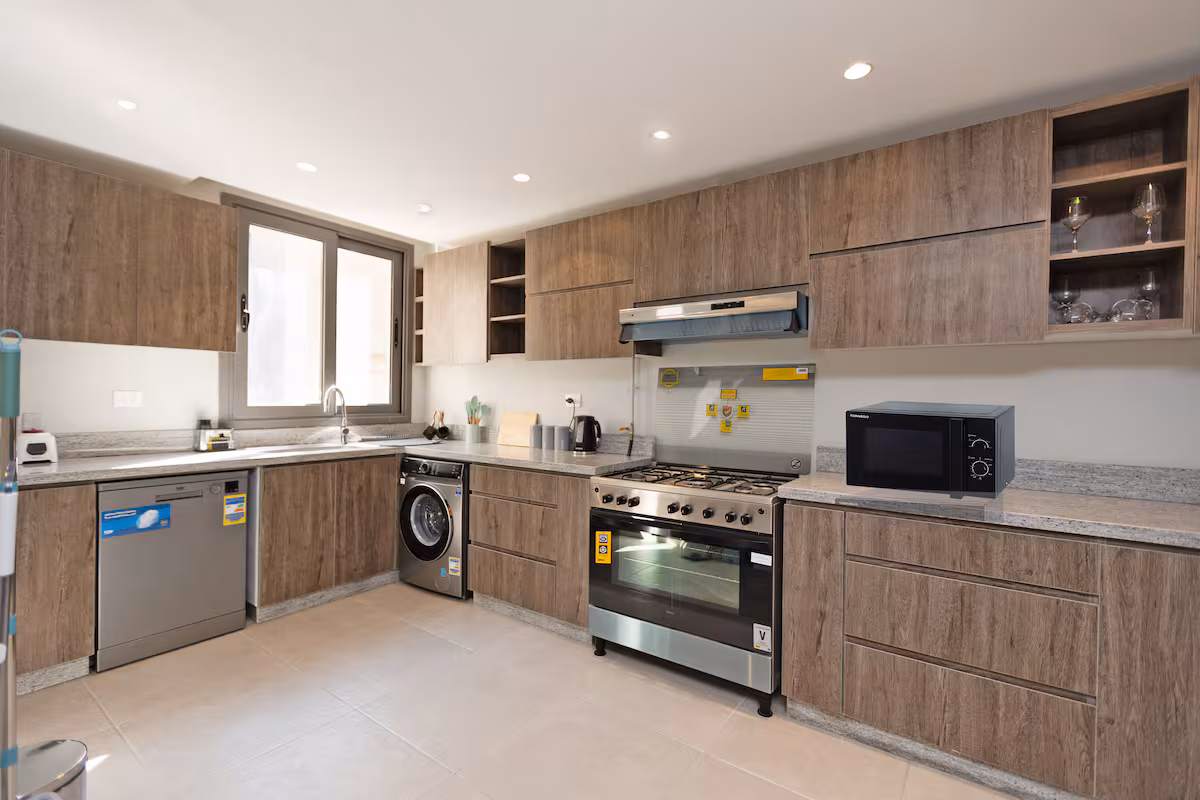 Panoramic 3-Bdr Retreat | Garden & Pool View | SP — Full Kitchen in New Cairo, Cairo, Egypt