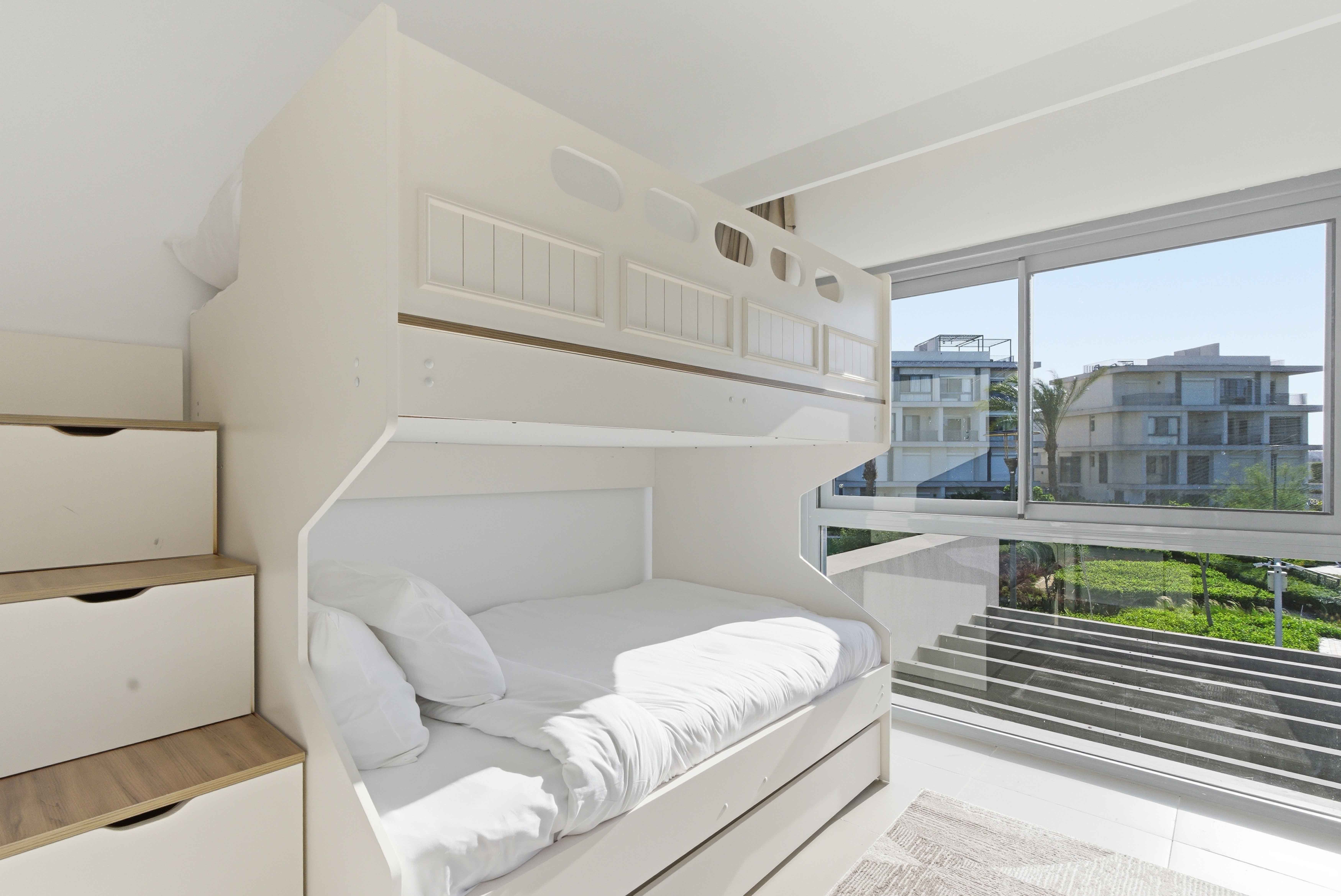 Bright 3BR Twinhouse – Pool View – Marassi — Bedroom 1 in Marassi sits in the heart of Sidi Abdel Rahman, Egypt