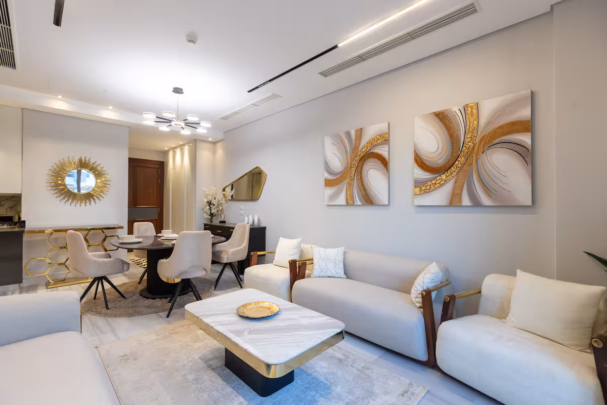 Poolside 3BR | Garden Level | Al-jazi JW Marriott — Living Room in First New Cairo, Egypt — photo 2
