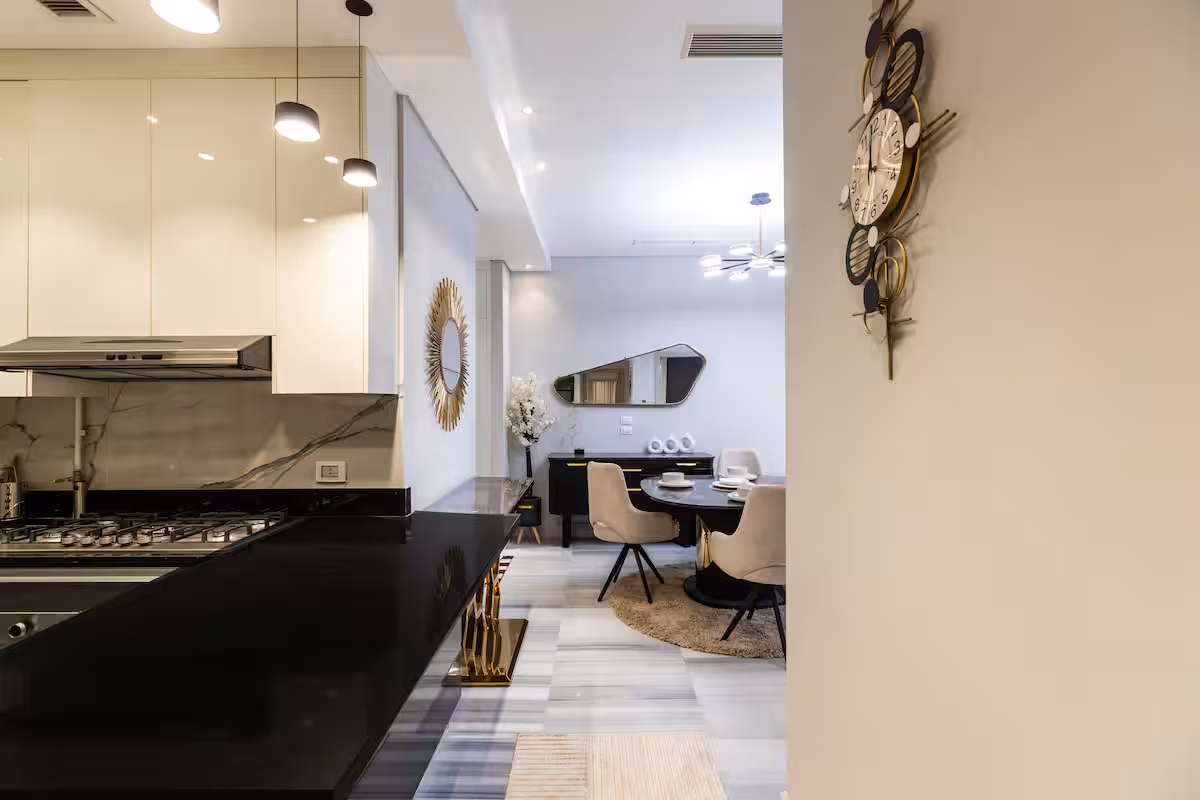Poolside 3BR | Garden Level | Al-jazi JW Marriott — Full Kitchen in First New Cairo, Egypt