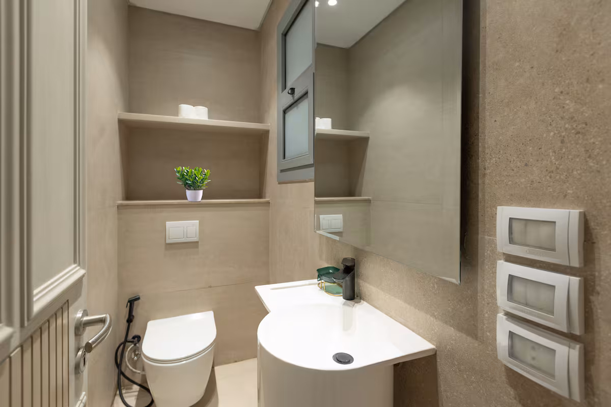 Luxury 1BR Pool View Apt at Al Jazi | JW Marriott — Half Bathroom 1 in New Cairo, Egypt