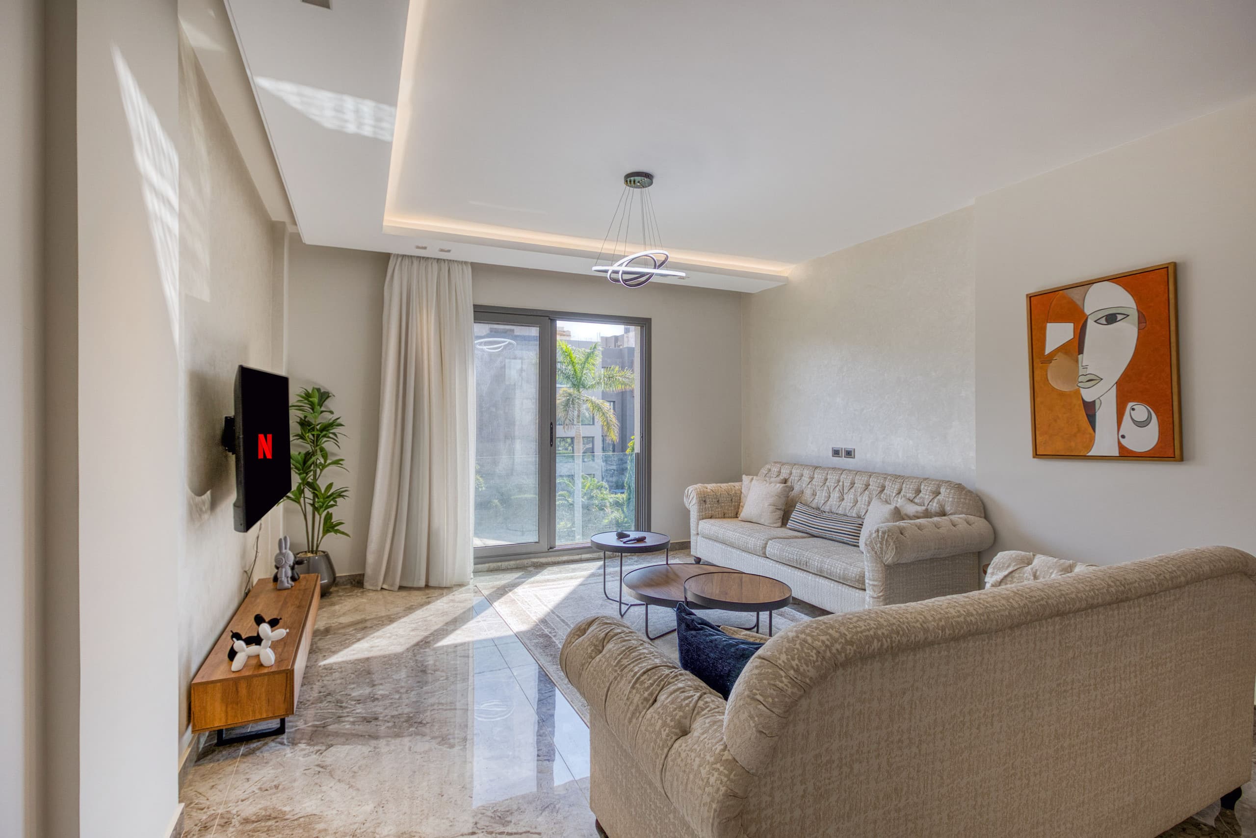 Panoramic Pool View | 3-BR Apartment | Silver Palm — Living Room in New Cairo , Cairo, Egypt — photo 2