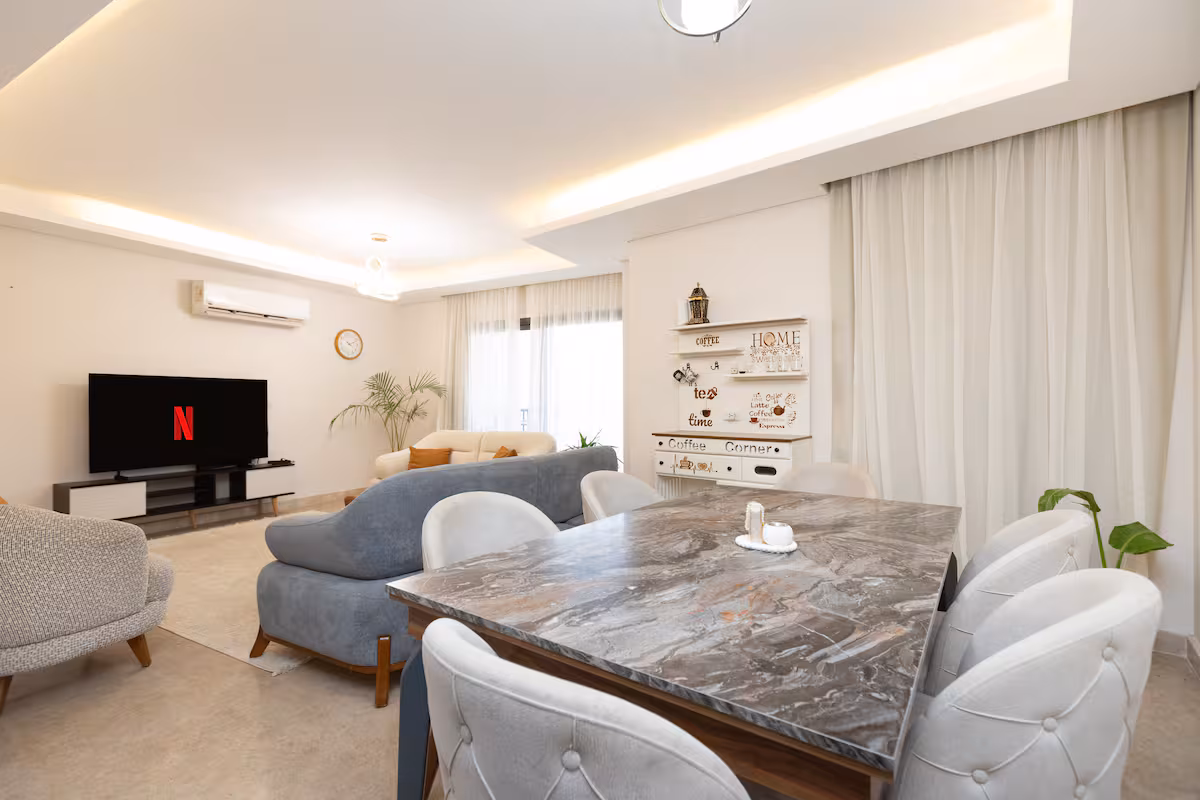 Luxury 3BR Haven Overlooking Green Views -ZED West — Dining Area in Sheikh Zayed City, Egypt