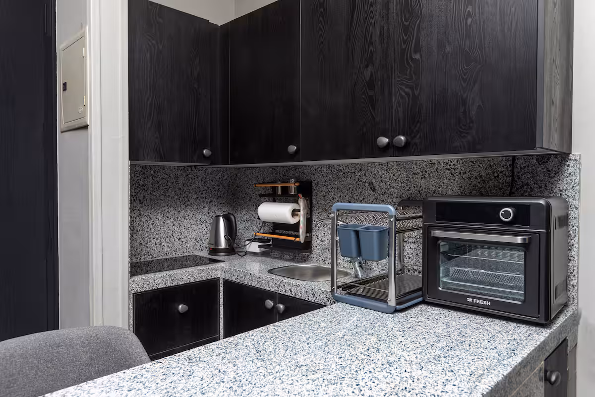 Studio | Maisonette Boutique Hotel |Waterway Front — Full Kitchen in First New Cairo, Egypt