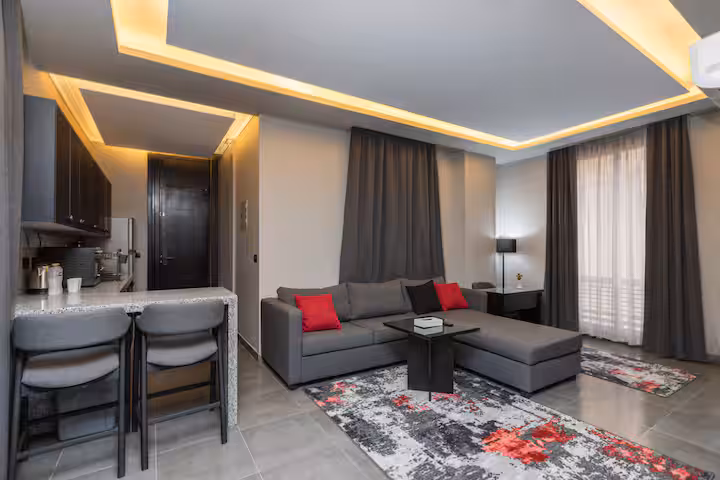 1BR Suite | Maisonette Boutique | Waterway front — Living Room in First New Cairo, Egypt