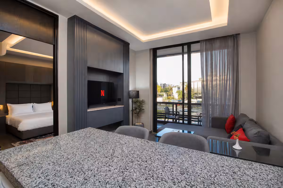 Maisonette | Stunning Waterway View & Balcony — Living Room in First New Cairo, Egypt — photo 2