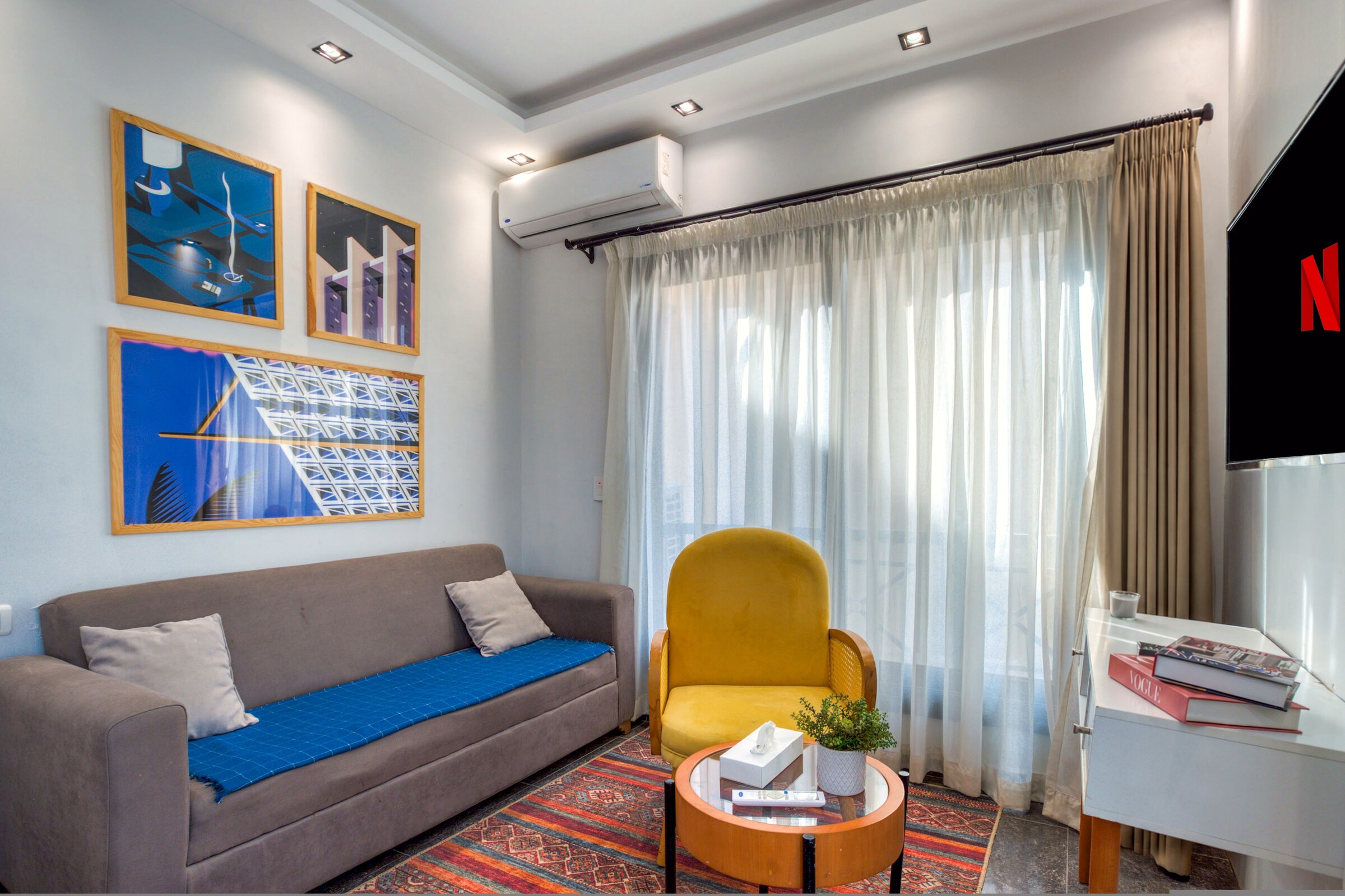 Travelholic Boho Heaven Studio near AUC | AUC 203 — Living Room in Travelholic AUC Residence. Unit 203., Egypt