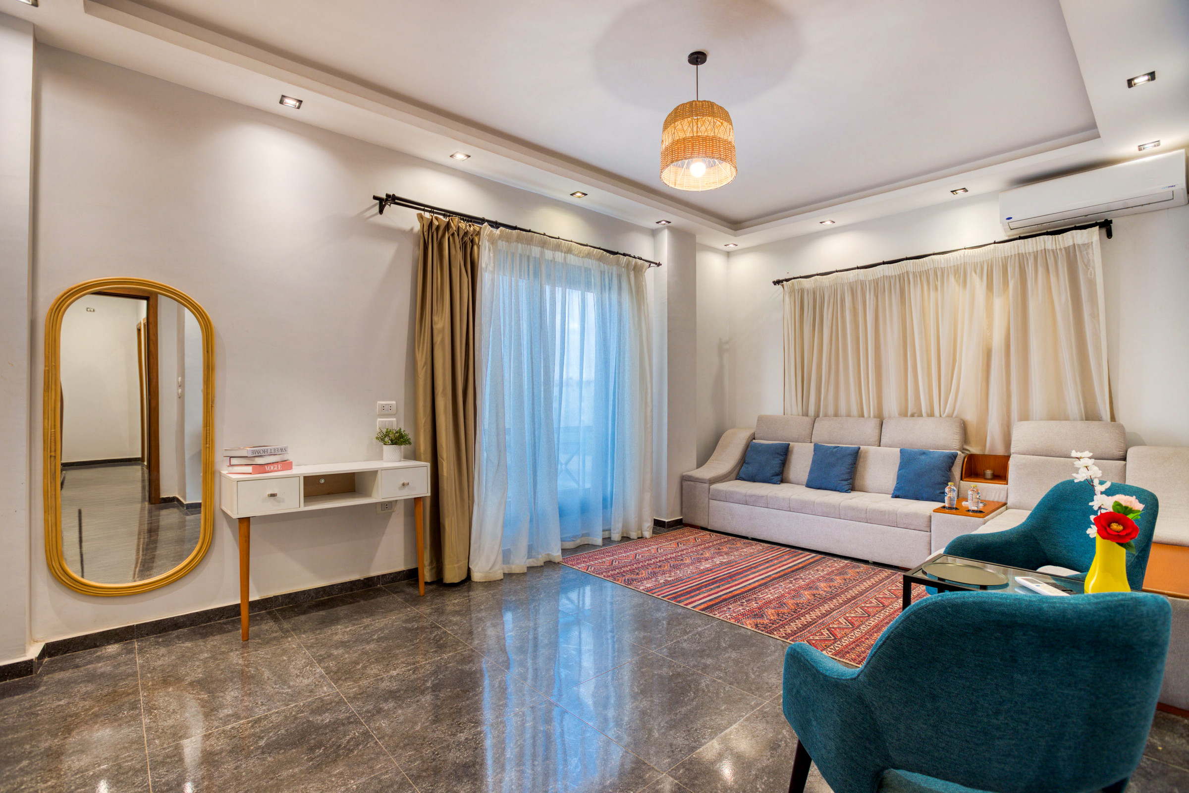 Travelholic Sunlit 2BR Apartment near AUC | AUC 404 — Living Room in Travelholic AUC Residence. Unit 404., Egypt