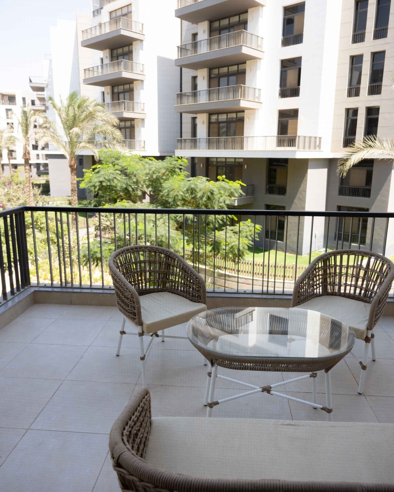 Warm 2BR Apartment – City View – CFC — Balcony in Aura, Cairo Festival City, Egypt