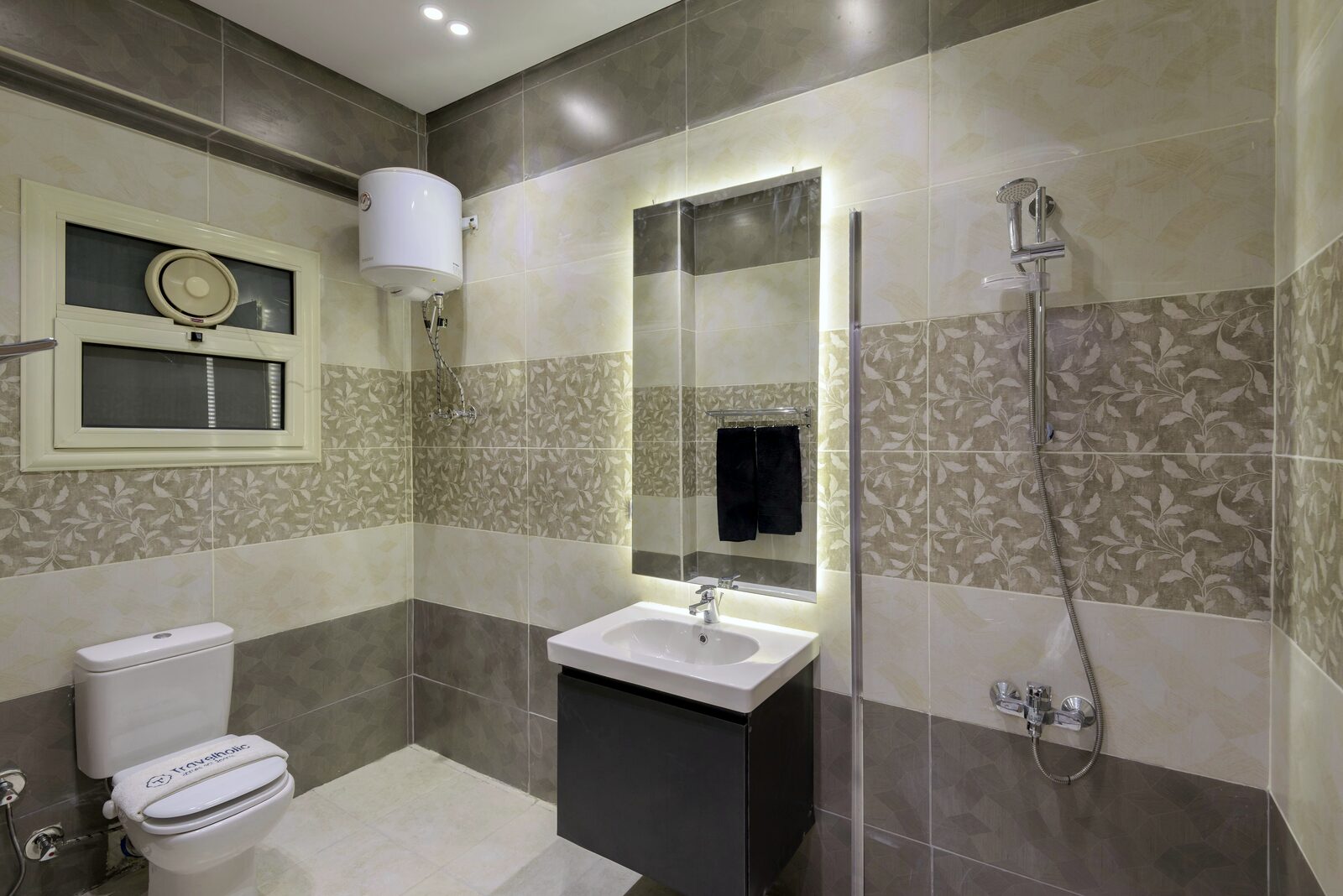 Travelholic Blue & White 2BR Apartment | 90 Residence 306 — Full bathroom 1 in Travelholic 90st Residence. Unit 306., Egypt