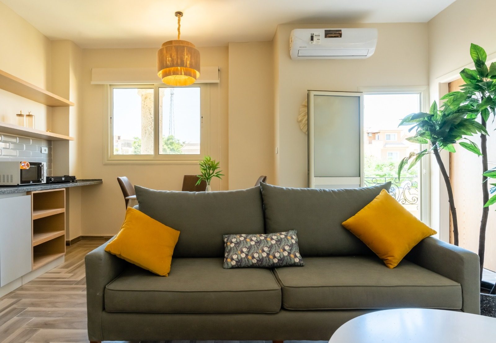 Pristine 1BR Apartment – City View – Arkan Plaza — Living Room in Near Arkan Plaza, Sheikh Zayed, Egypt — photo 2