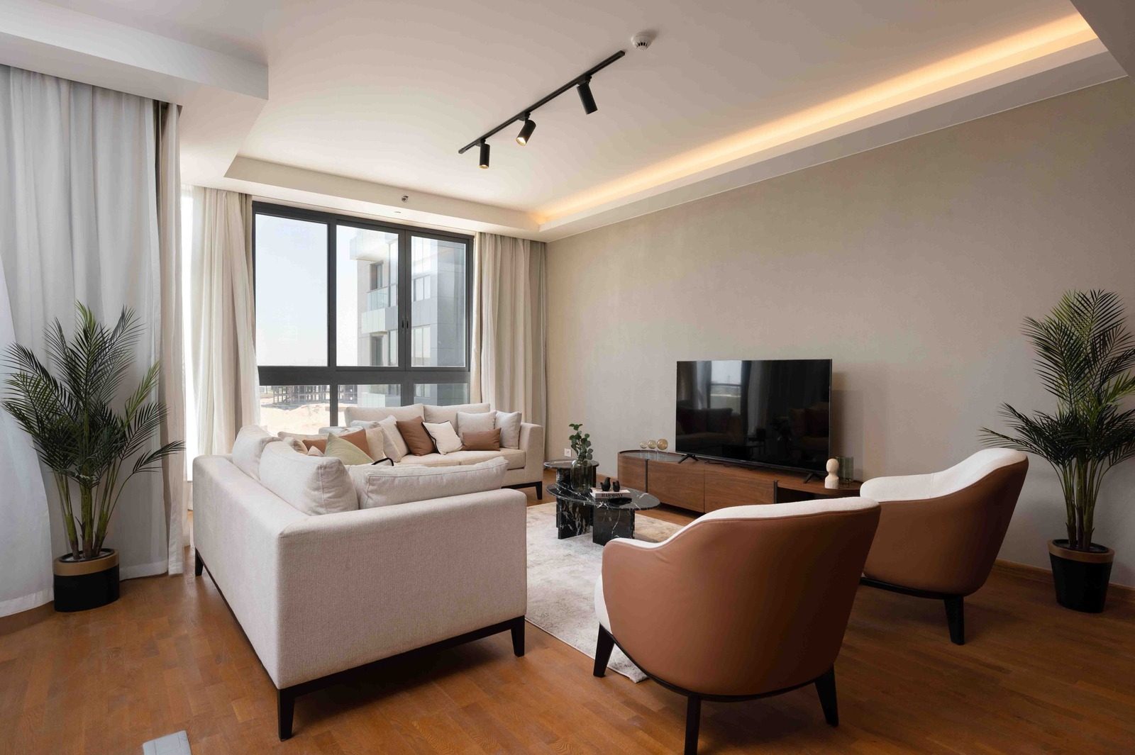 Charming 4BR Apartment – City View – Aeon Towers — Living Room in Aeon Towers, Sheikh Zayed, Egypt