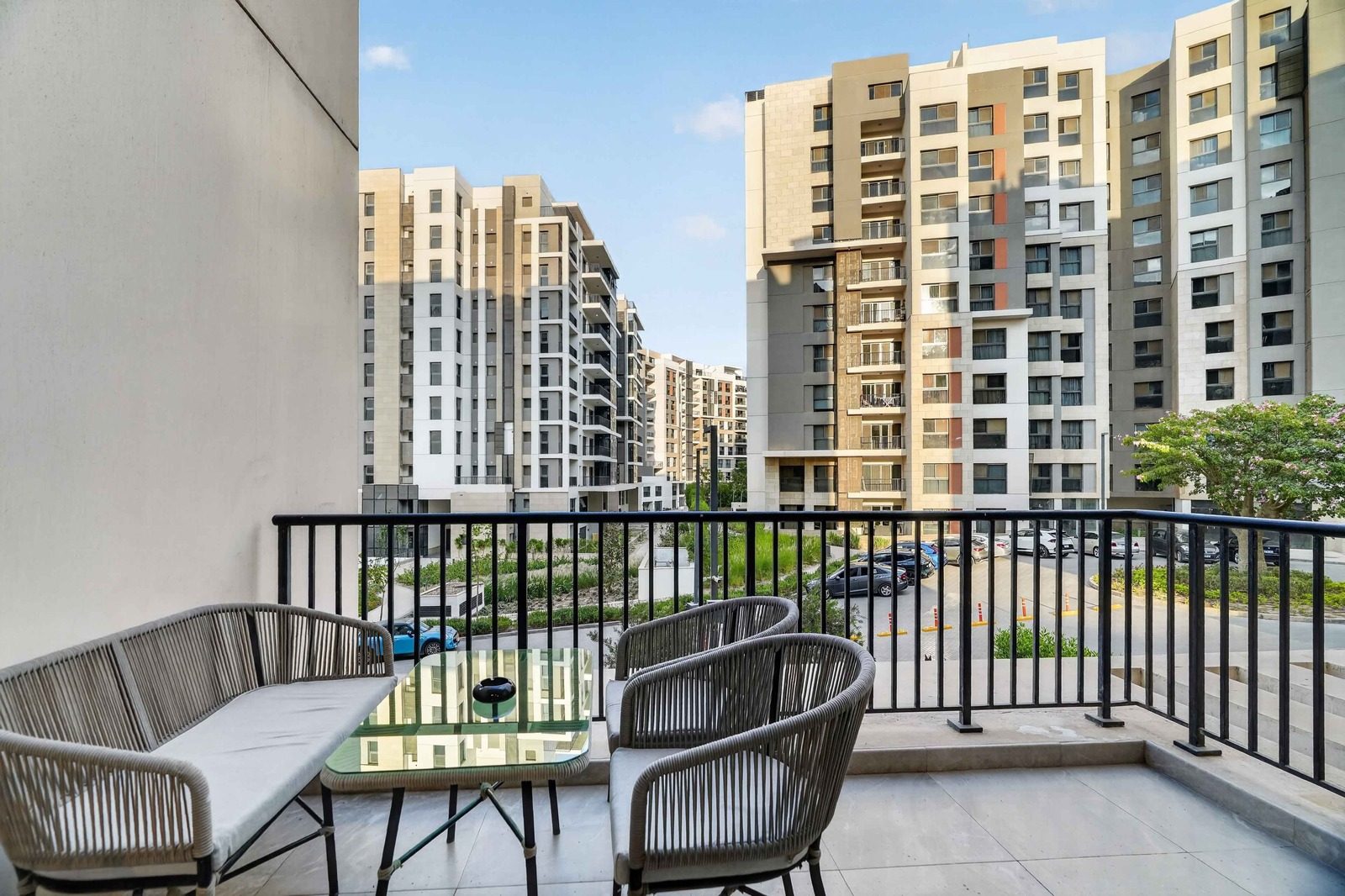 Modern 2BR Apartment – Park View – ZED Towers — Balcony in ZED Towers, Sheikh Zayed, Egypt