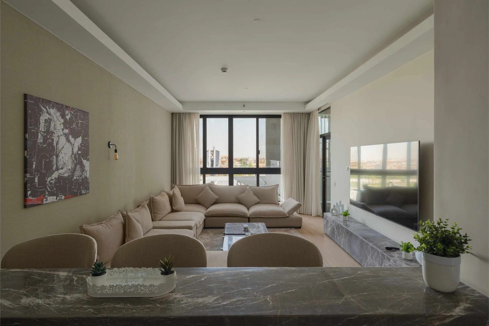 Modern 2BR Apartment with Balcony – Aeon Towers, Sheikh Zayed — Living Room in Aeon Towers, Sheikh Zayed City, Egypt