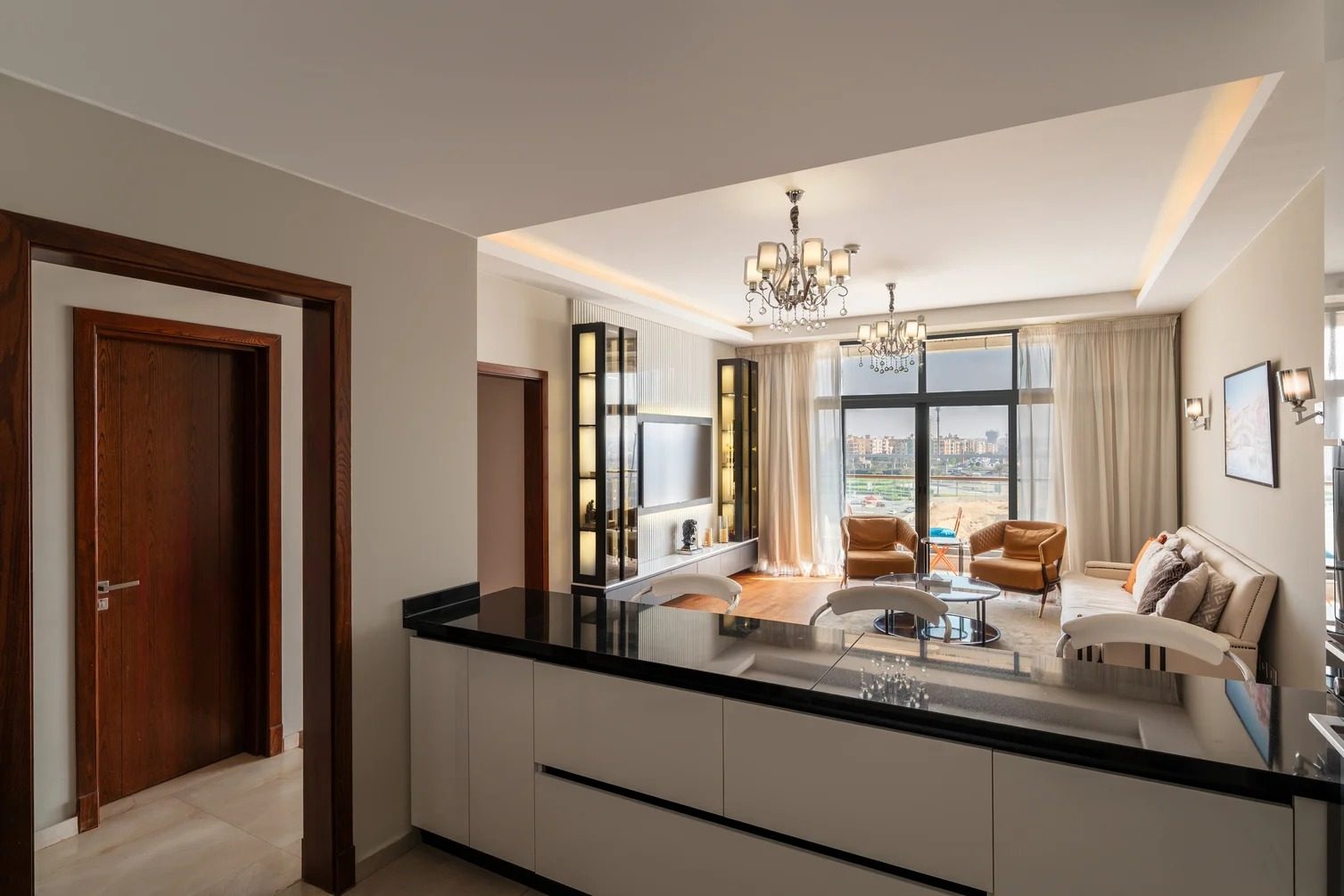 Bright 2BR Apartment with Balcony – Aeon Towers, Sheikh Zayed — Living Room in Aeon Towers, Sheikh Zayed City, Egypt