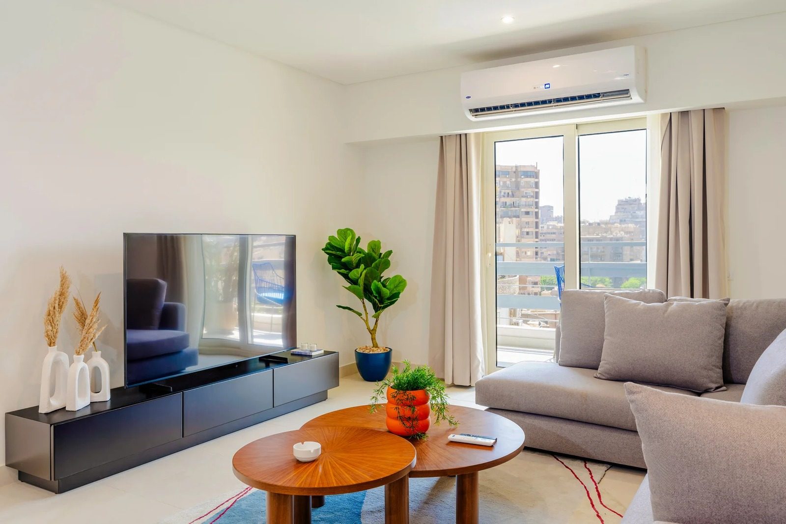 Bright 1BR Apartment – City View – Zamalek — Living Room in Central Zamalek, Cairo, Egypt