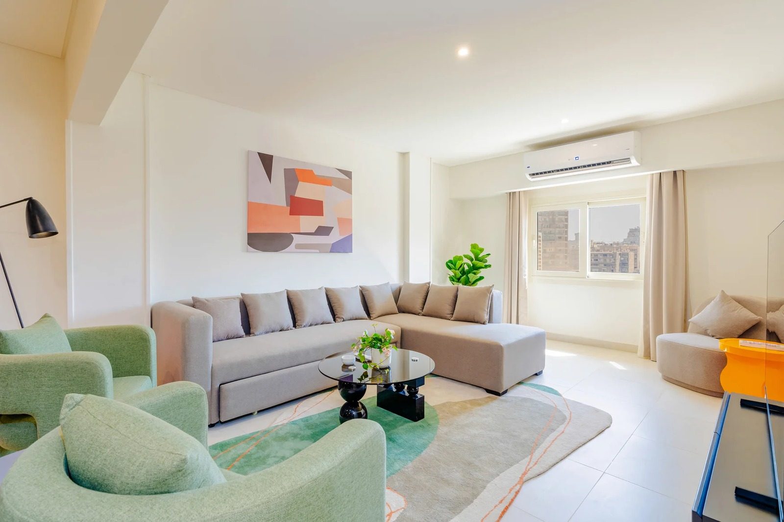 Bright 2BR Apartment – City View – Zamalek — Living Room in Central Zamalek, Cairo, Egypt