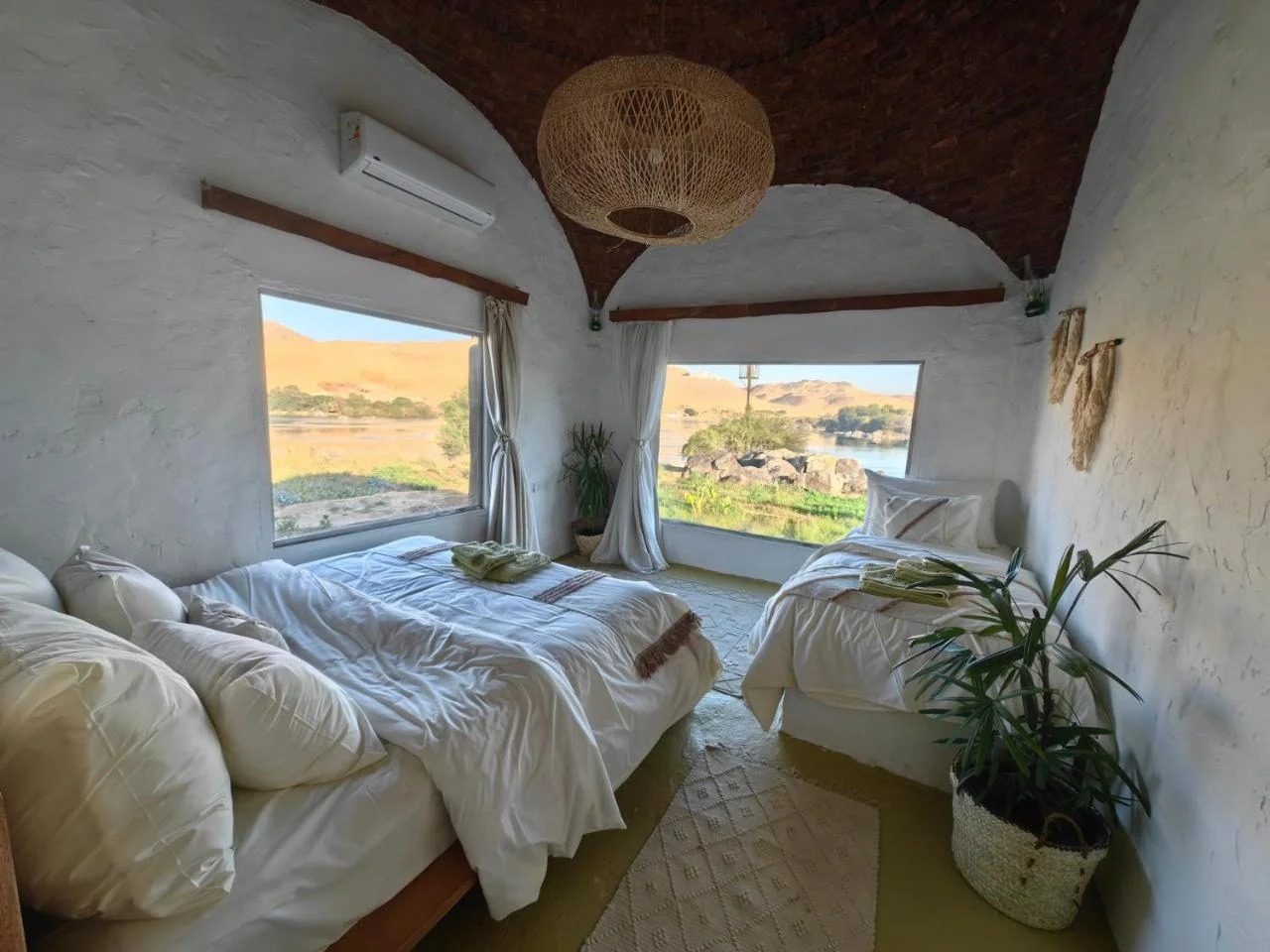 Junior Suite – Nile View – Nubian Guesthouse, Aswan — Bedroom 1 in Nubian village on the West Bank of the Nile, Aswan, Egypt