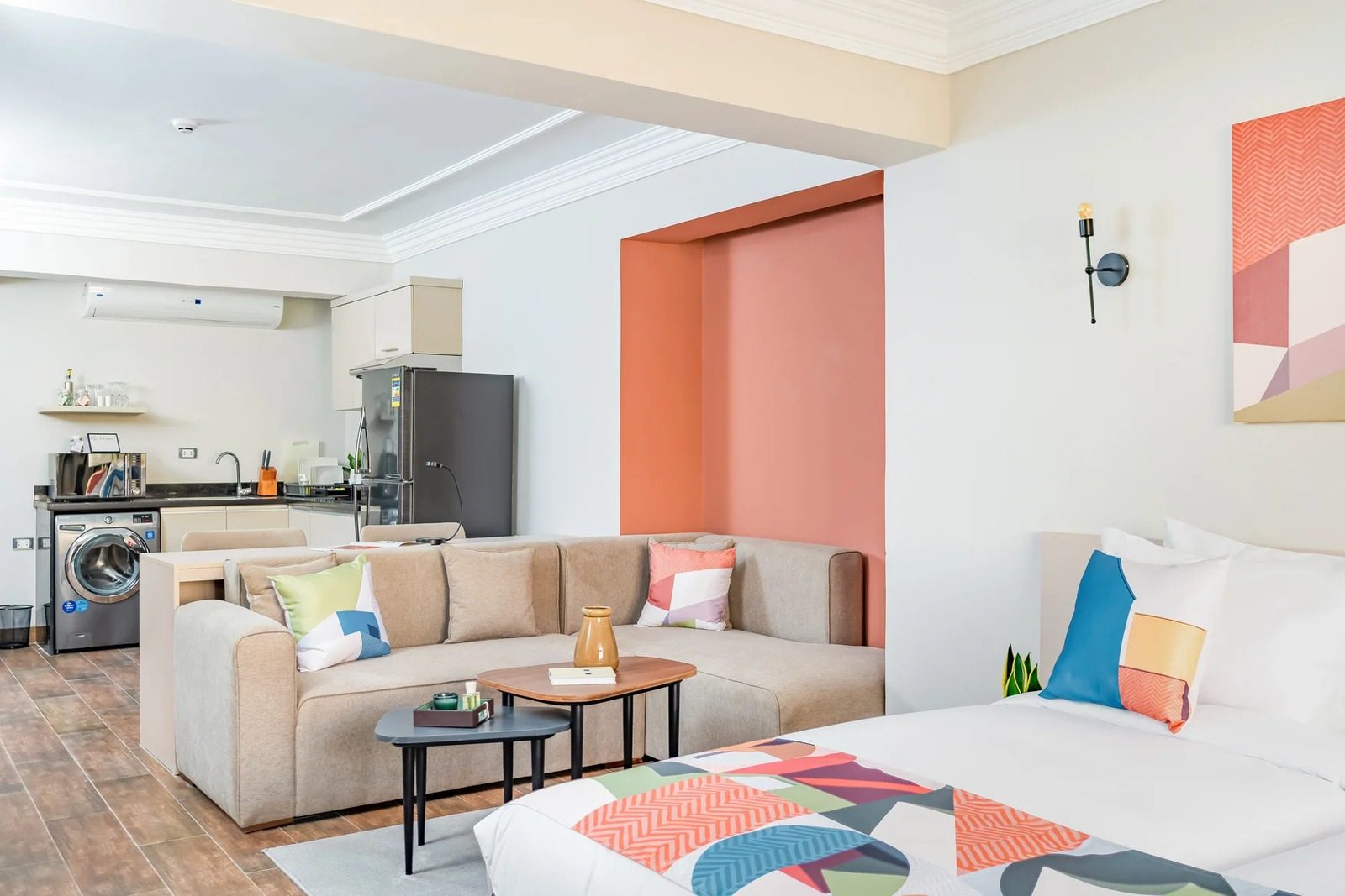 Modern Studio – Partial Nile View – Giza — Living Room in Giza Nile side, near Orman Botanical Garden & Cairo University, Egypt