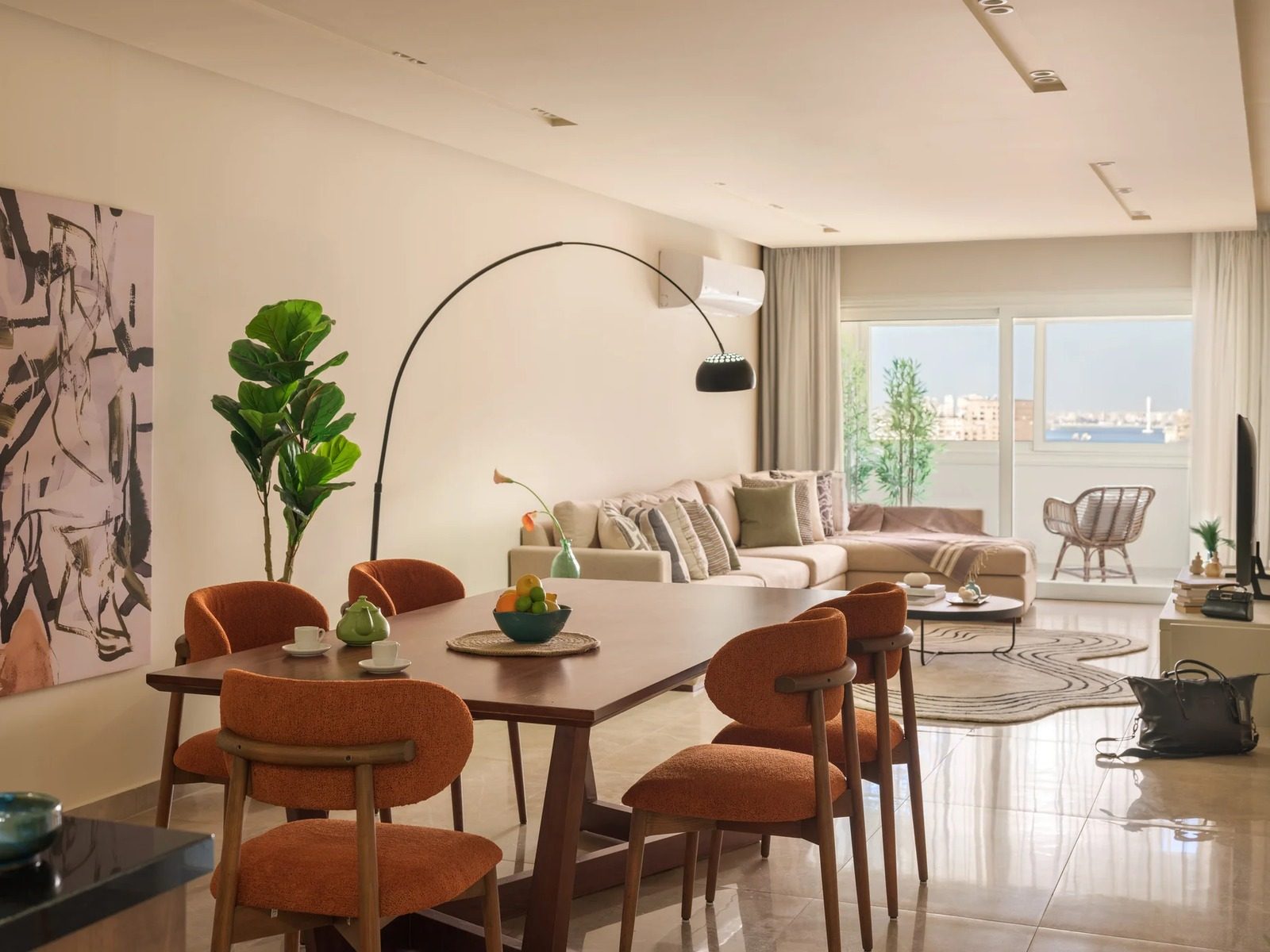 High-Floor 3BR Apartment – Zamalek — Living Room in Central Zamalek, Cairo — close to 26th of July St, Egypt