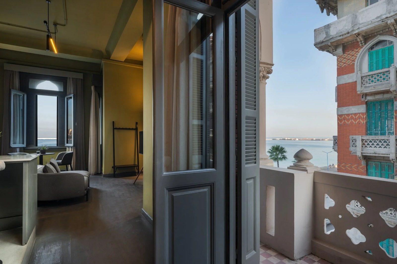 1BR Suite – Sea View – Alexandria — Balcony in Central Alexandria Corniche, near Raml Station and Saad Zaghloul Square, Egypt