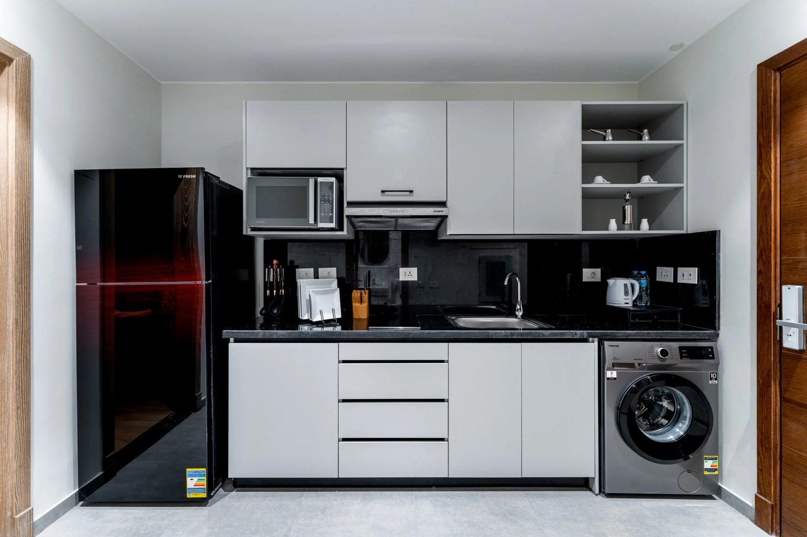 Studio with Balcony – Aeon Towers, Sheikh Zayed — Full Kitchen in Aeon Towers, Sheikh Zayed City, Egypt