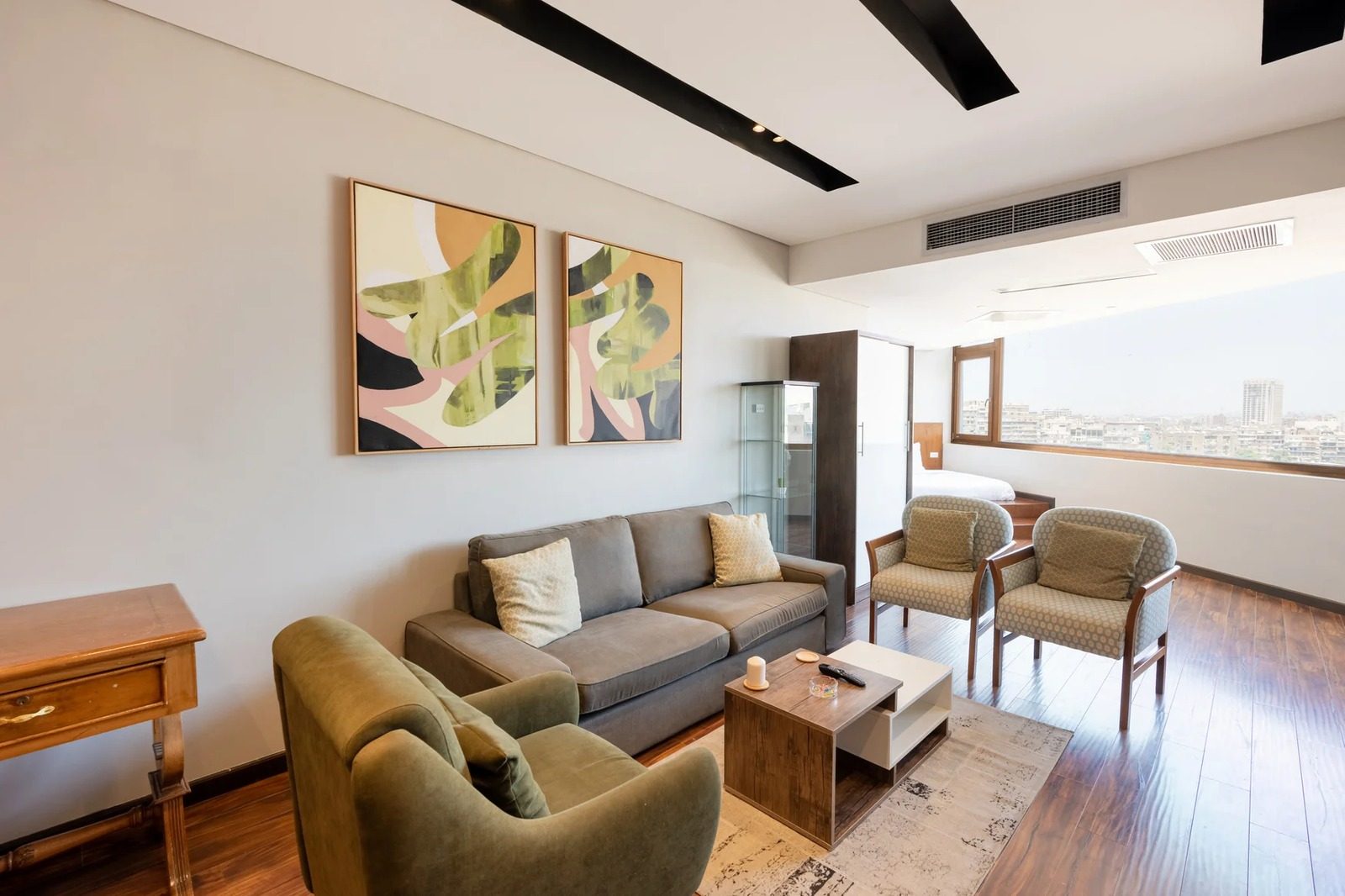 Bright Studio – City View – Zamalek — Living Room in Nile side of Zamalek, Cairo, Egypt — photo 2