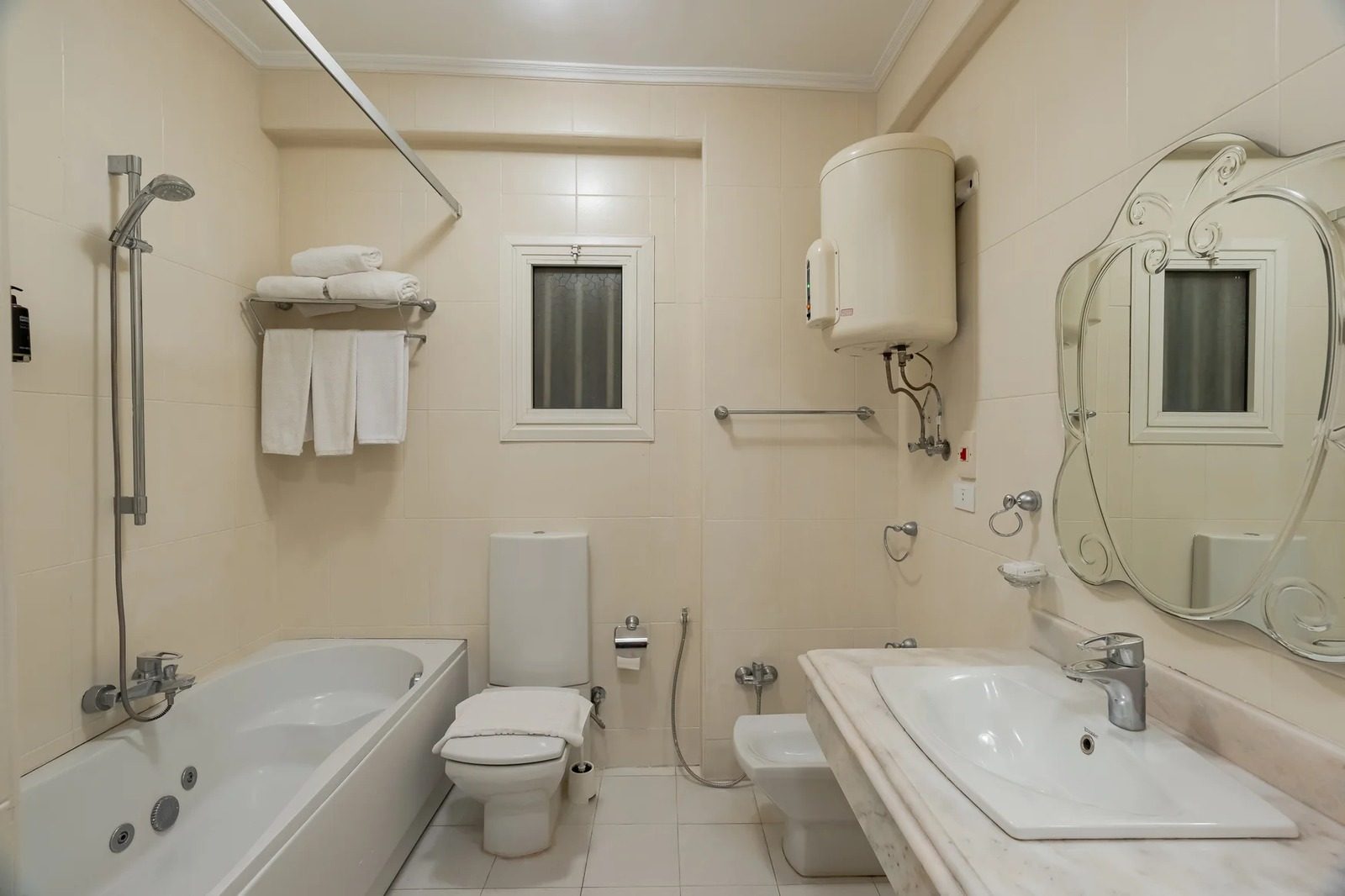 3BR Apartment – City View – Zamalek — Full bathroom 1 in Nile side of Zamalek, Cairo, Egypt