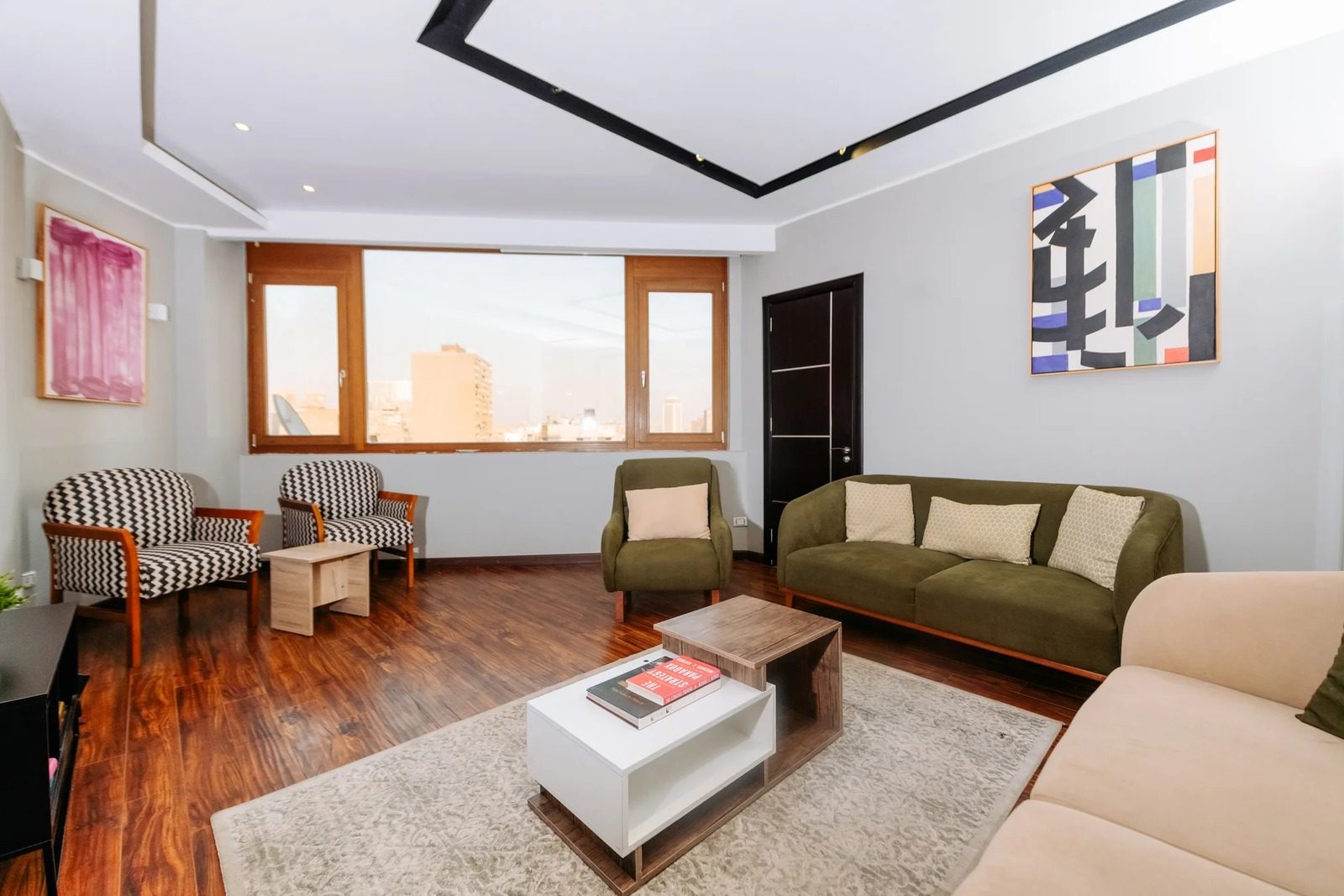 Elegant 1BR Apartment – City View – Zamalek — Living Room in Nile side of Zamalek, Cairo, Egypt