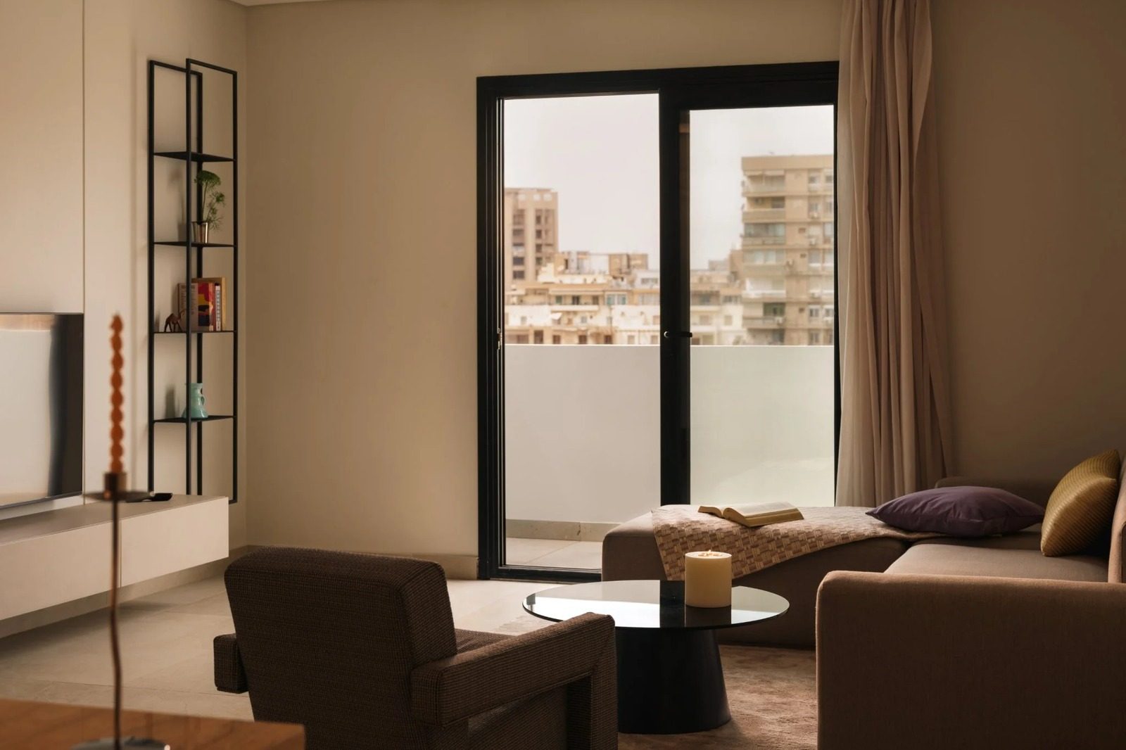 Elegant 2BR Apartment – City View – Zamalek — Living Room in Zamalek diplomatic area, near the Cairo Marriott Hotel, Egypt