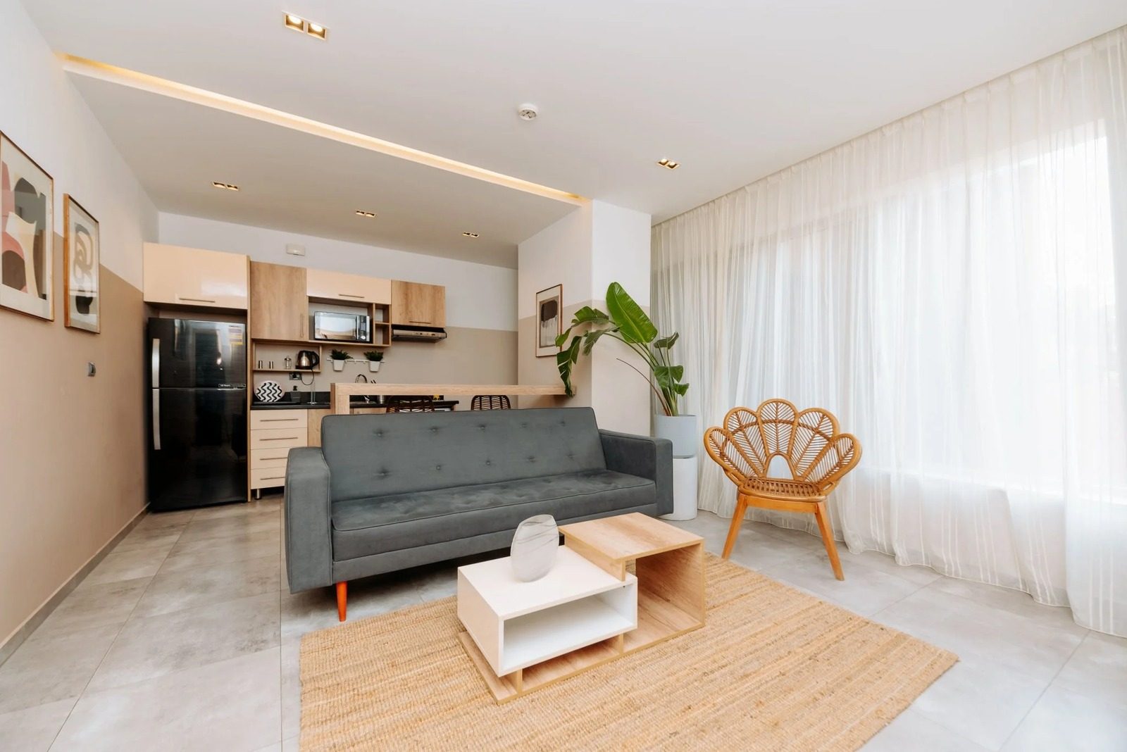 Serene 2BR Apartment – City View – Zamalek — Living Room in Central Zamalek, Cairo — close to 26th of July St, Egypt