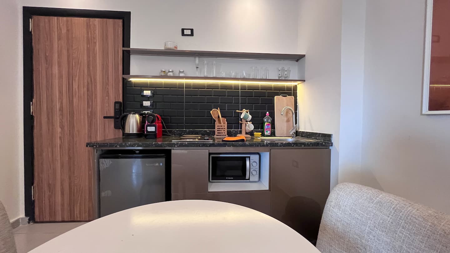 Giza Oasis Studio2 with Jacuzzi — Full Kitchen in Nazlet El Batran, Giza, Egypt