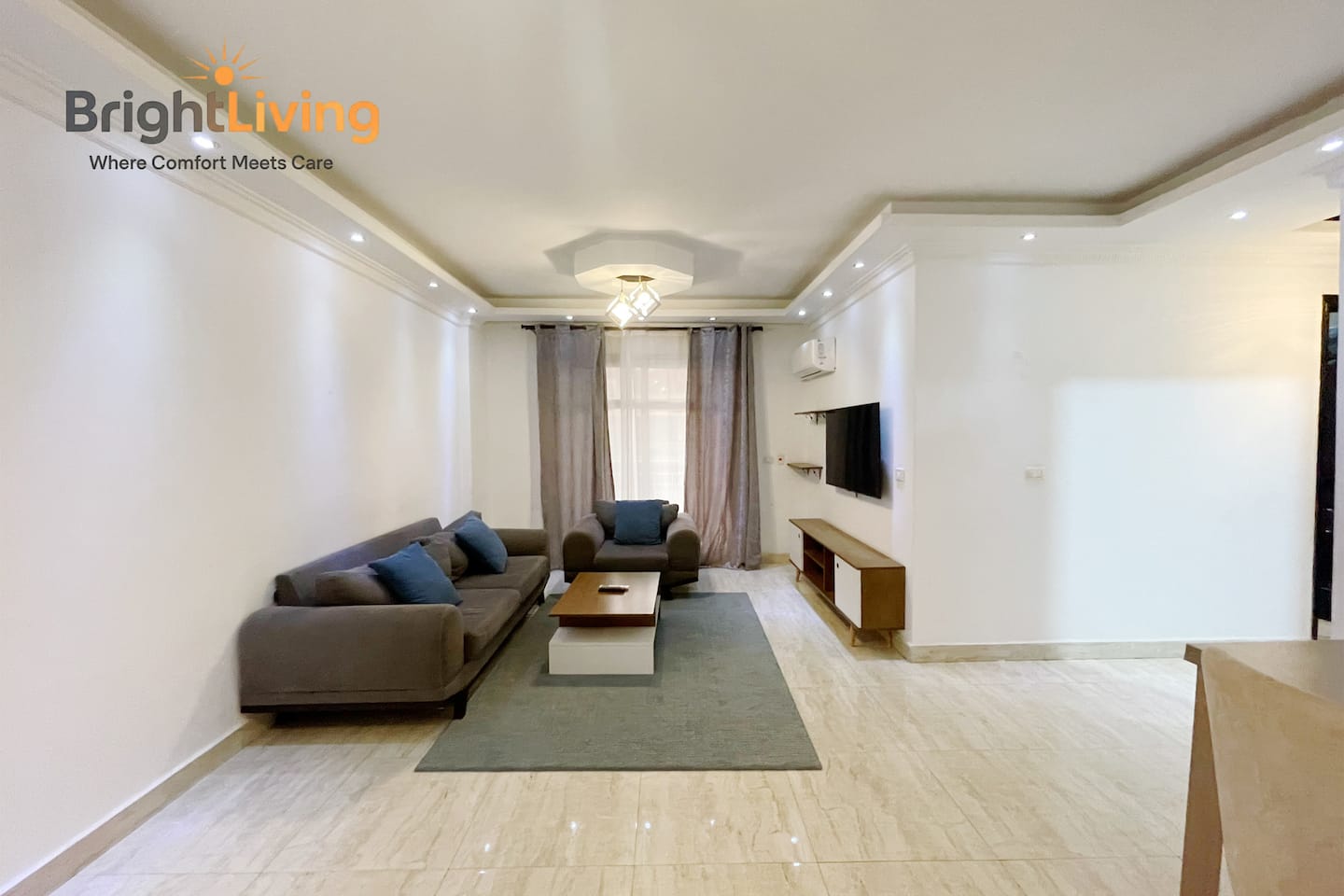 Central-Stylish/unique 2BR Apt+Patio in Madinty — Living Room in Madinaty, New Cairo, Egypt