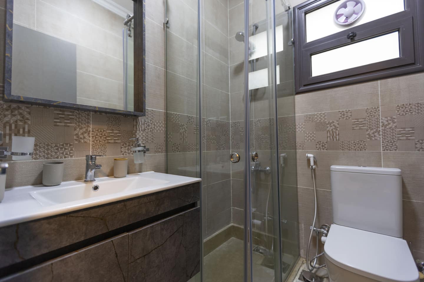 Boho chic 2BR@B8 Madinaty Lux — Full bathroom 1 in Building group B8, Madinaty, New Cairo, Egypt